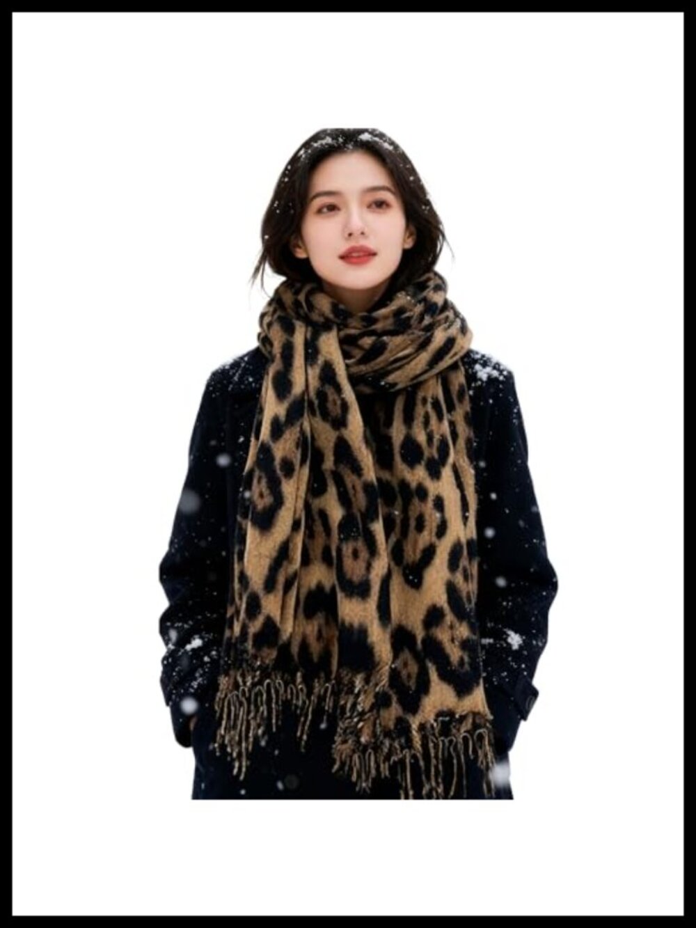 Oversized Leopard Tassel Scarf Shawl Wrap for Women Winter Cold Weather